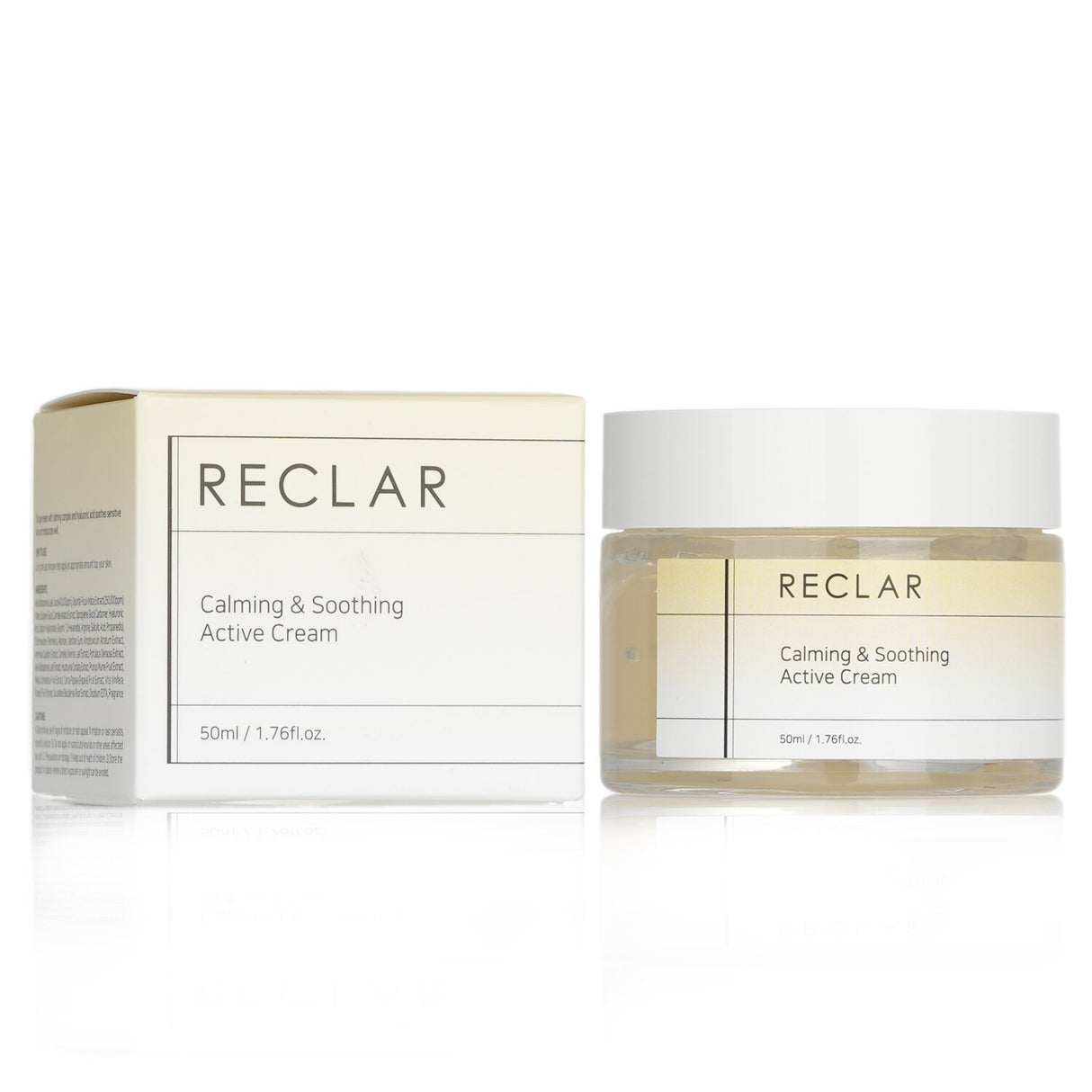 Reclar Calming & Soothing Active Cream in a 50ml jar, designed for dry, sensitive skin with natural soothing ingredients.