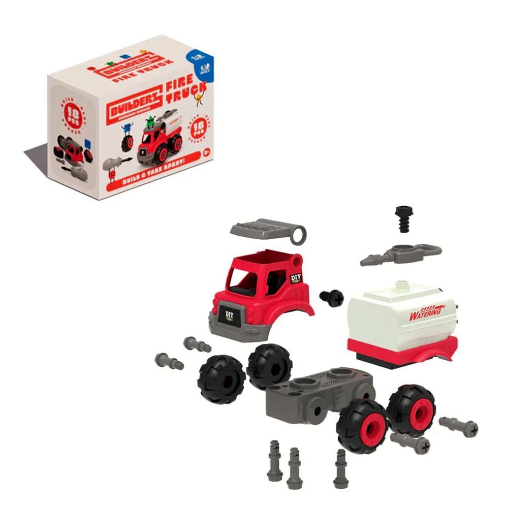 Kid Antics - Builderz Fire Rescue Fire Tow Truck (Single Pack) - Building Toy