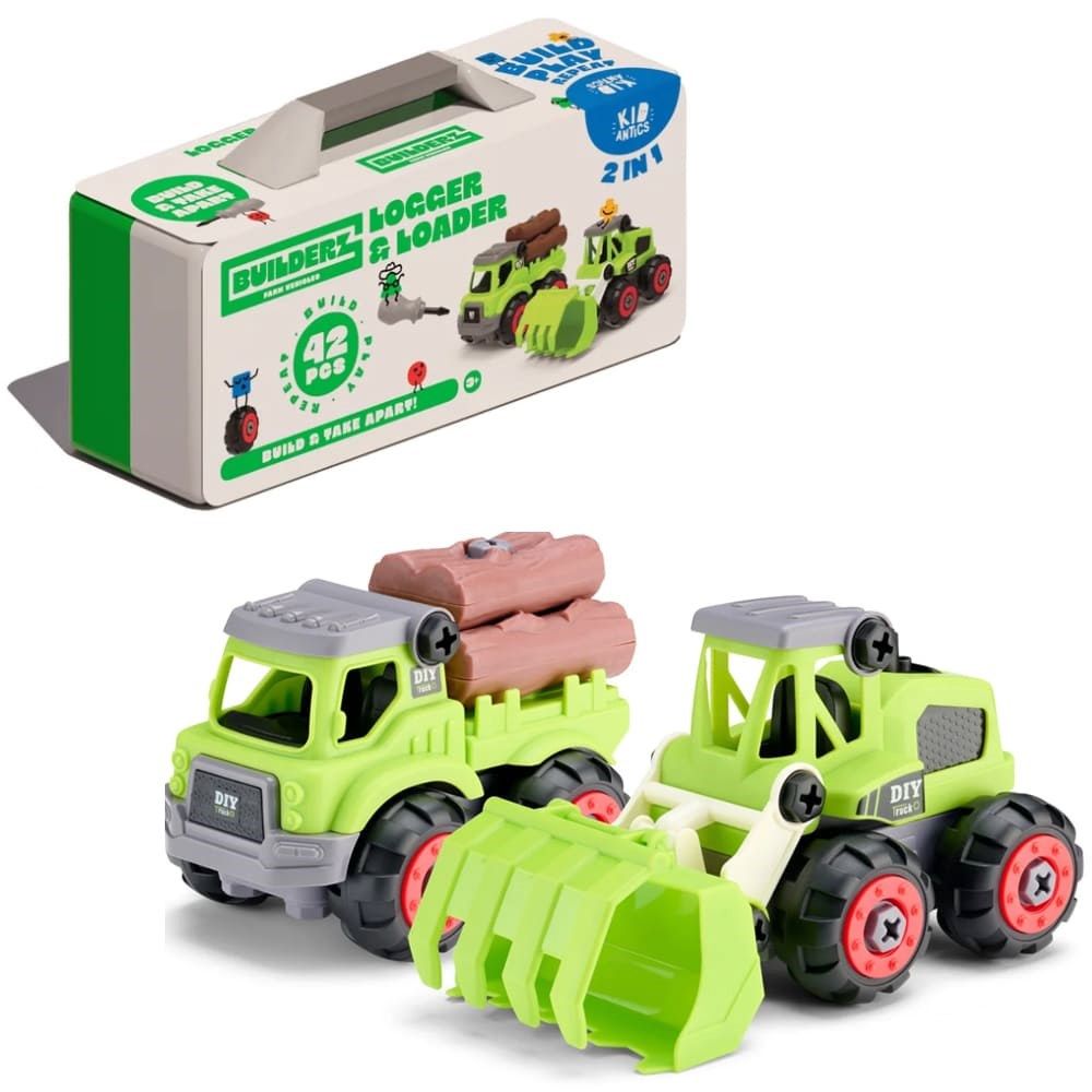 Kid Antics - Builderz Farm Logger & Loader (2 in 1) - Toy Vehicle