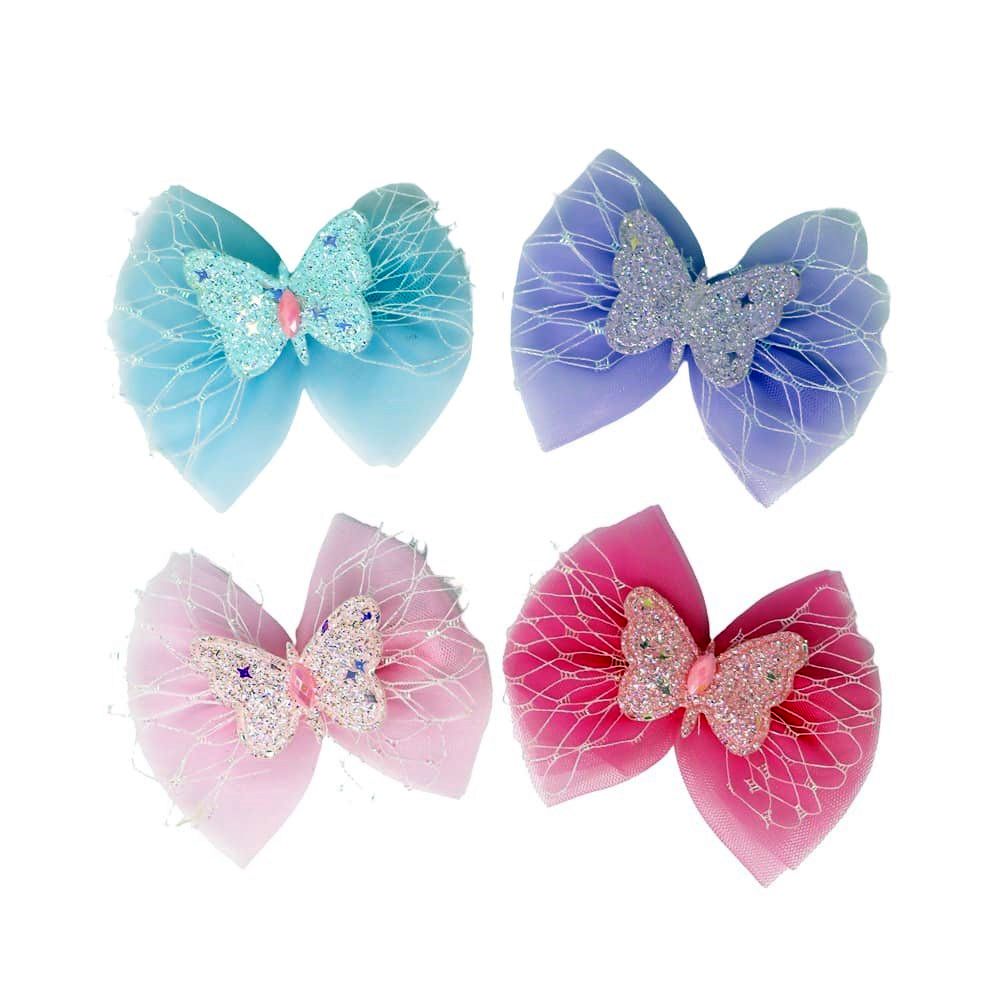 Pink Poppy Glitter Butterfly Bow Hair Clip - Toy Vehicle