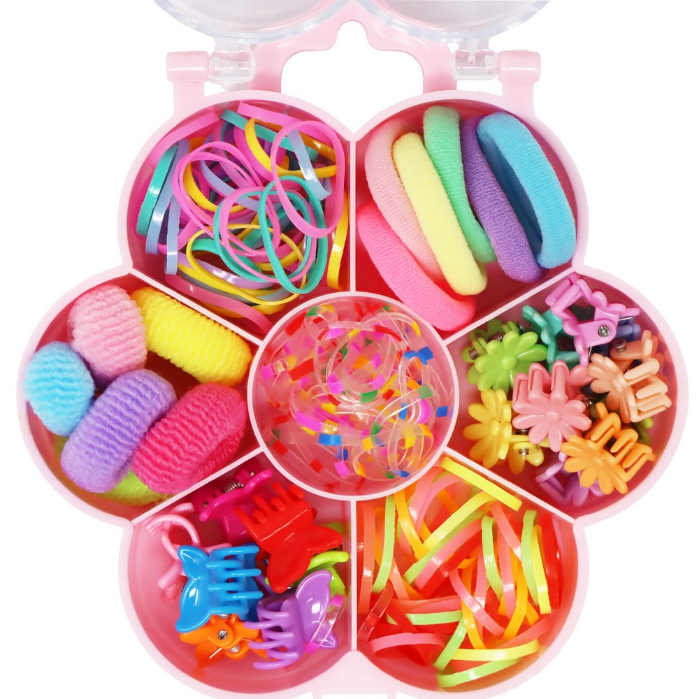 Pink Poppy Flower Rainbow Hair Accessory Set