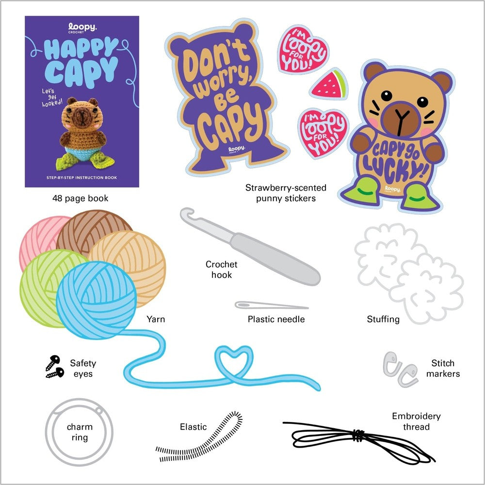 Loopy Crochet Book & Kit - Happy Capy