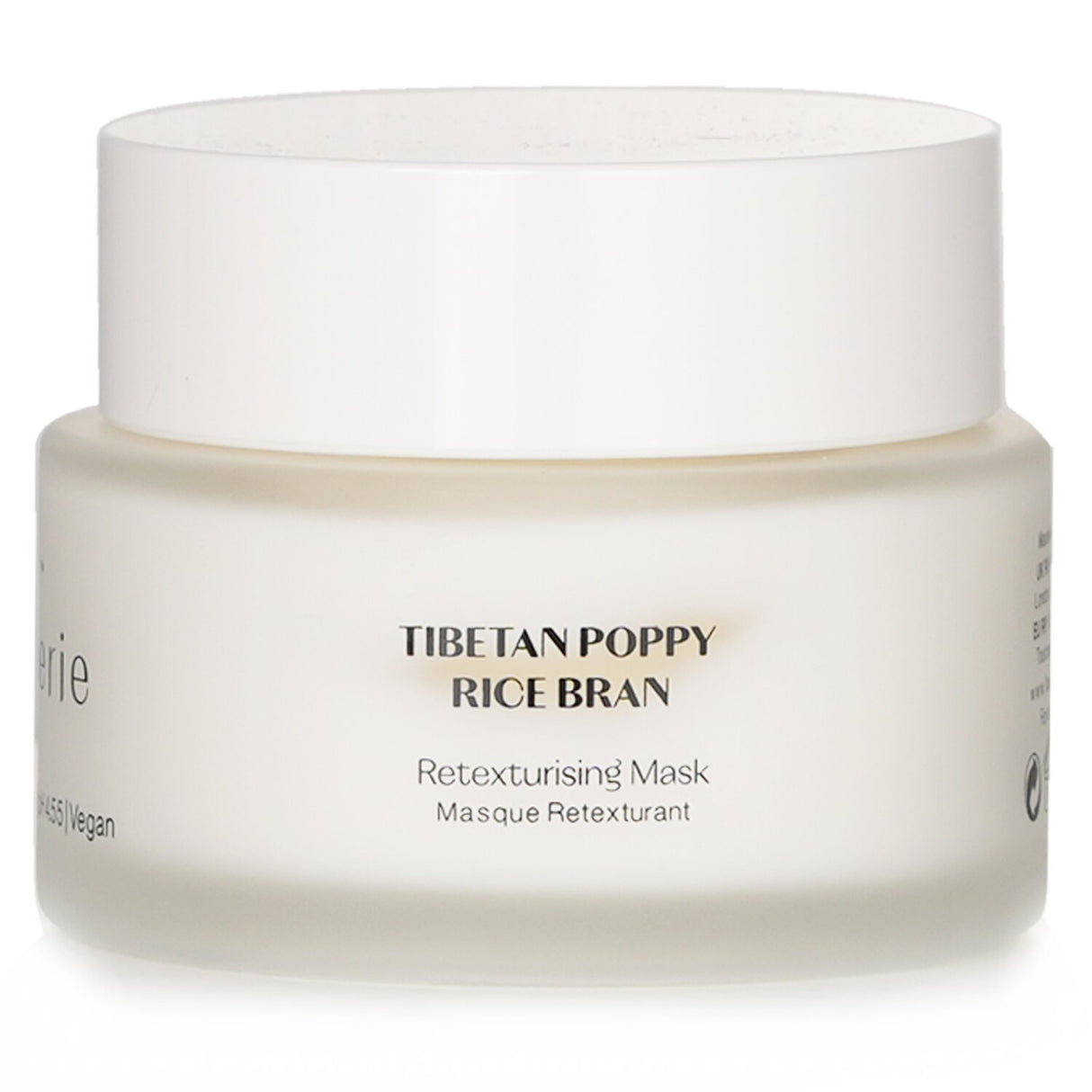 Vegan retexturising mask with Baobab Oil, Peony Extract, and Rice Bran for hydrated, radiant skin in 45ml.