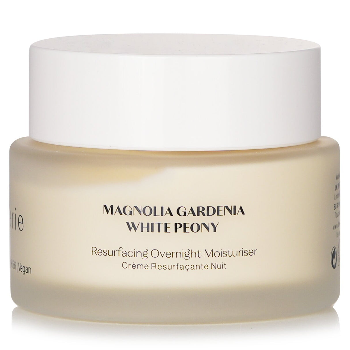 Flanerie Resurfacing Overnight Moisturiser in a 45ml jar, a vegan treatment for brightening and rejuvenating skin overnight.