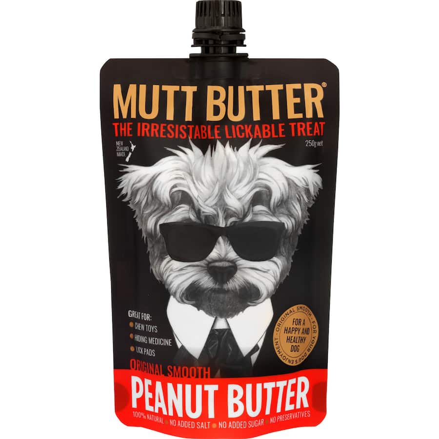 Mutt Butter Dog Treats Peanut Butter Squeezy Pouch 250g