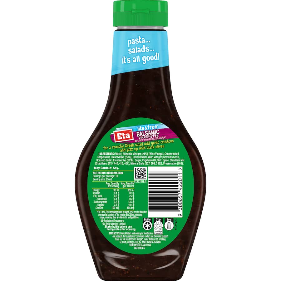 Eta Balsamic Vinaigrette Lite & Free* 250mL