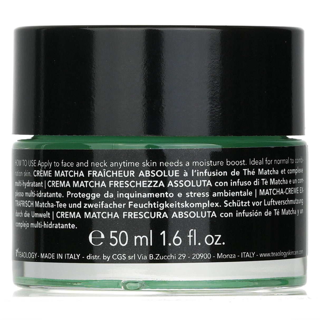 Moisturizing gel-cream with organic matcha, hyaluronic acid, and natural extracts for hydrated, radiant skin.