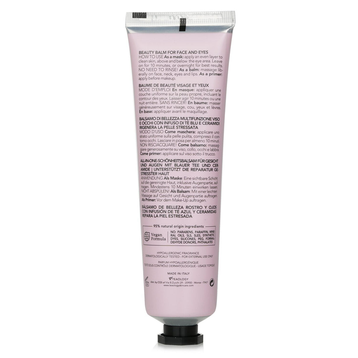 Teaology Happy Skin All In One Beauty Balm in a 100ml jar, designed for radiant, rejuvenated skin with natural ingredients.