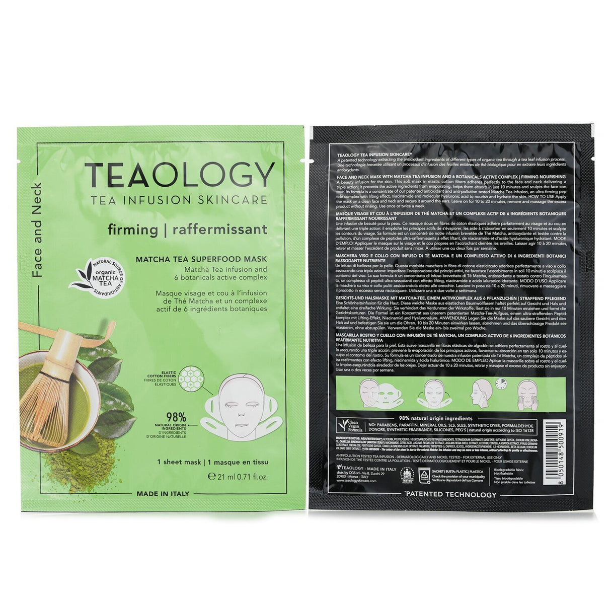 Teaology - Matcha Tea Superfood Face & Neck Mask - 21ml/0.17oz