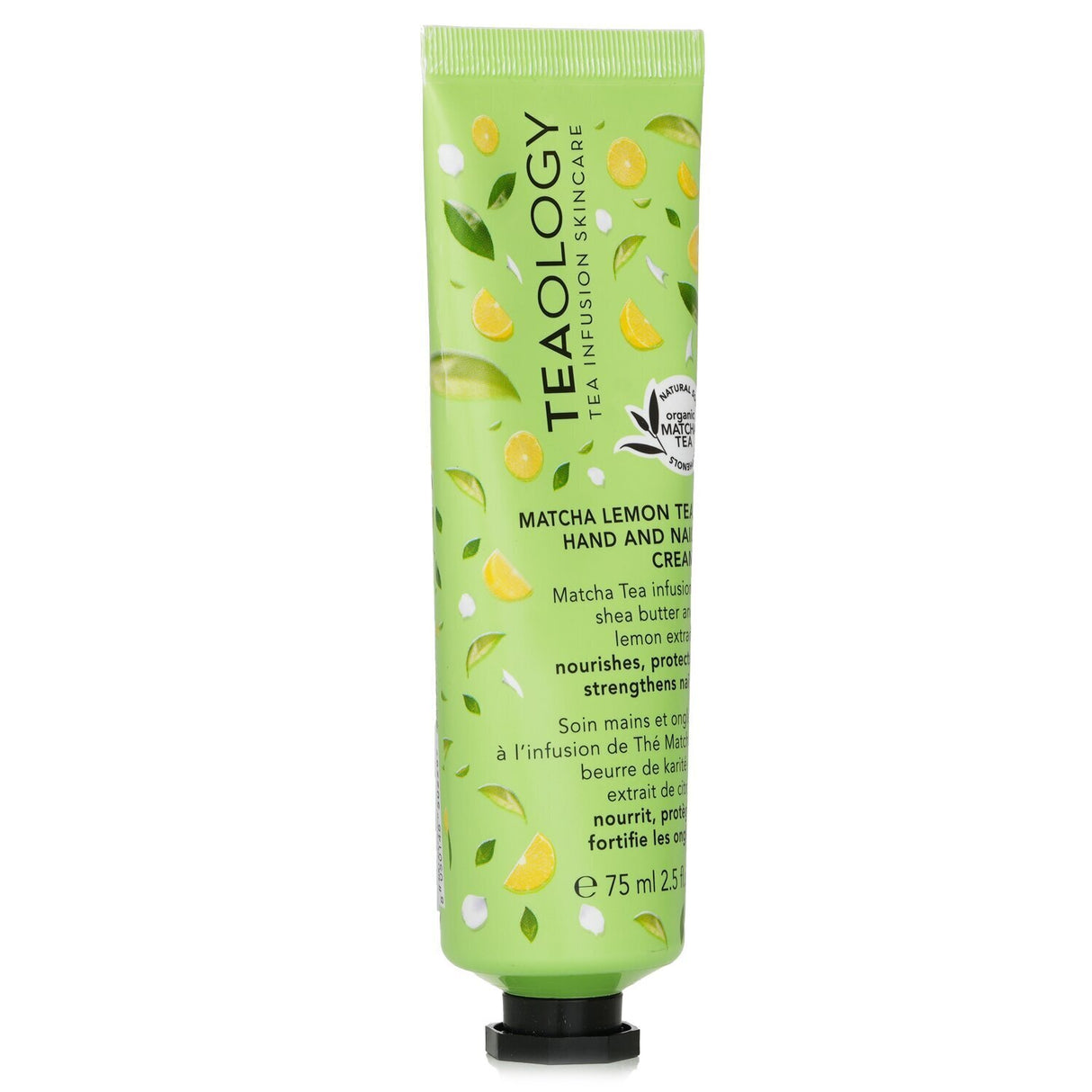 Luxurious Matcha Lemon Tea Hand & Nail Cream in a 75ml tube, providing hydration, nourishment, and a refreshing scent.