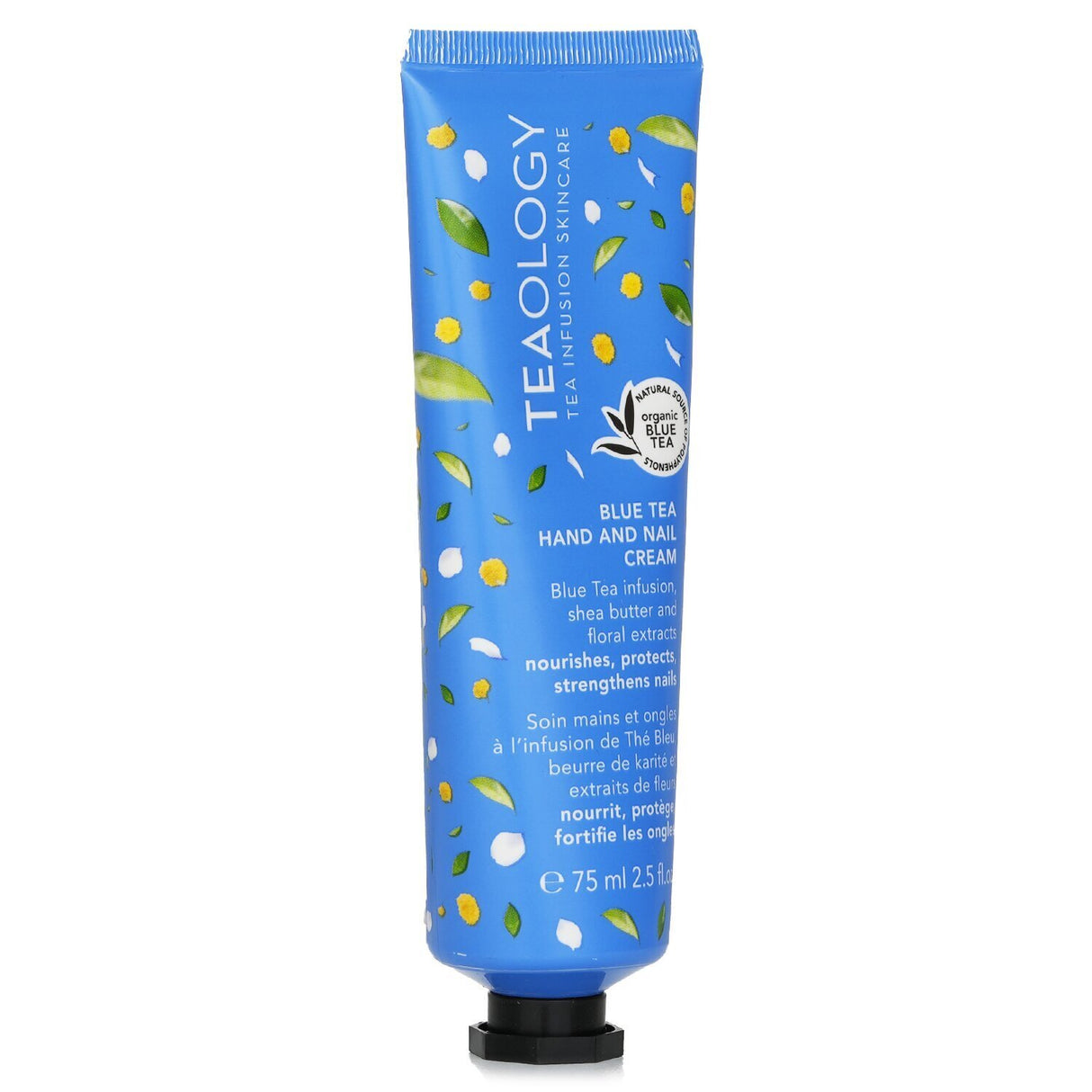 Luxurious Teaology Blue Tea Hand & Nail Cream, 75ml, nourishes and protects hands with natural ingredients, non-greasy formula.