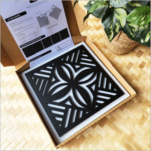 2 Tone Square Tapa 1 Black Acrylic +White ACM Art Squares