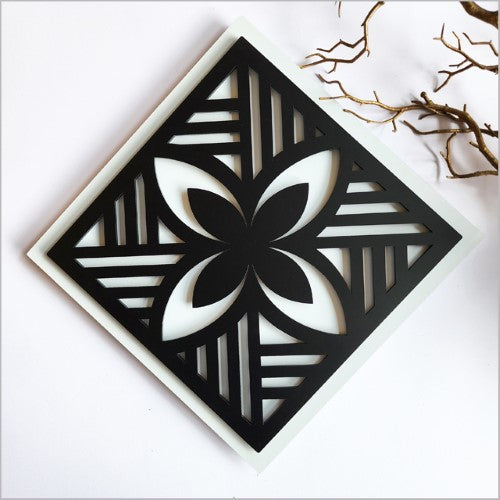 2 Tone Square Tapa 3 Black Acrylic + White ACM Art Squares