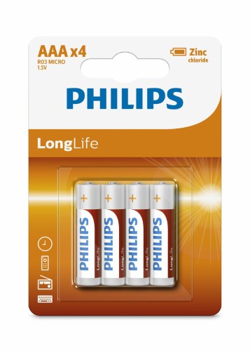 Battery - Philips Long Life Zinc Carbon 4AAA (12 Packs)