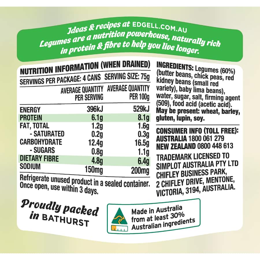 Edgell Four Bean Mix 4 pack 500g