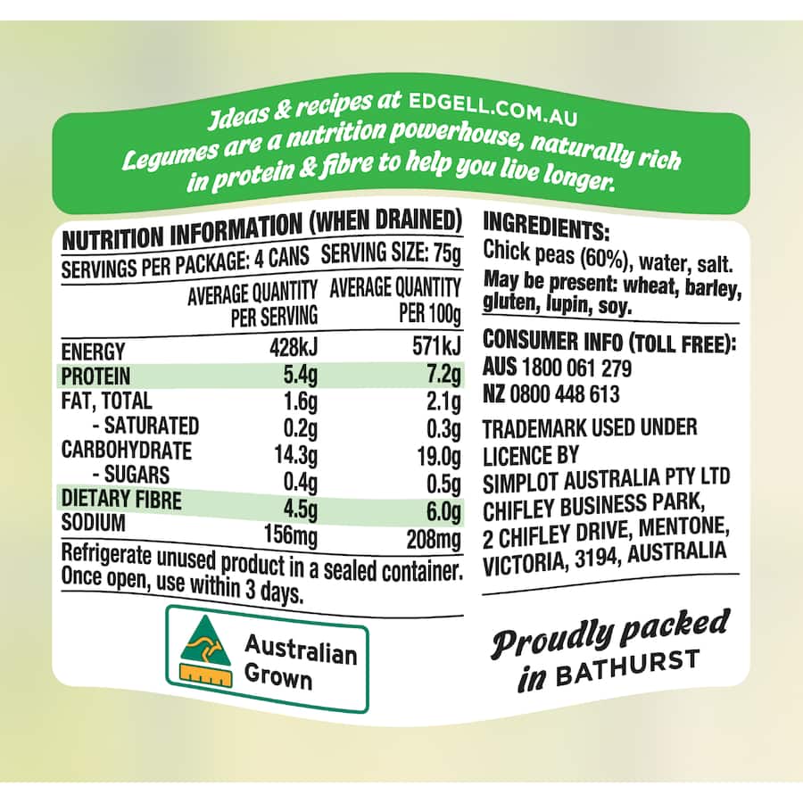 Edgell Chick Peas 4 pack 500g