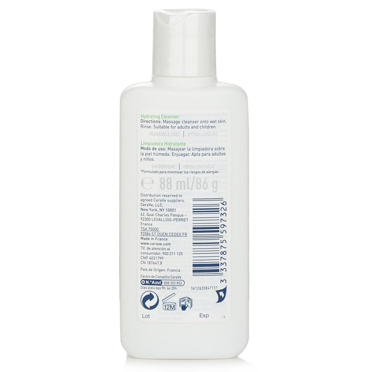 CeraVe - Cerave Hydrating Cleanser Cream For Normal to Dry Skin - 88ml/3oz