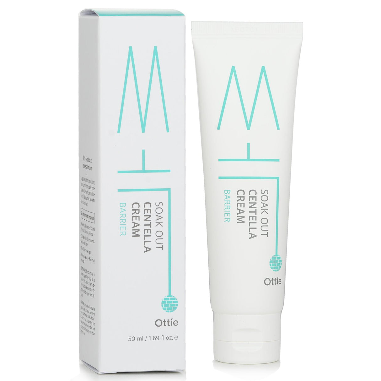 Ottie Soak Out Centella Cream in a 50ml jar, a lightweight gel-cream for hydrating and calming sensitive skin.