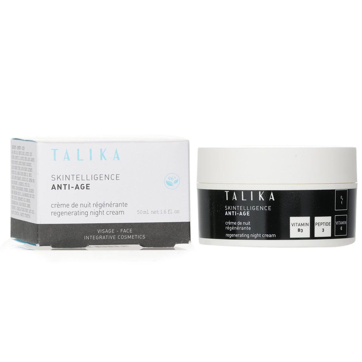 Talika Skintelligence Anti-Age Night Cream in a 50ml jar, enriched with natural ingredients for rejuvenated, hydrated skin.