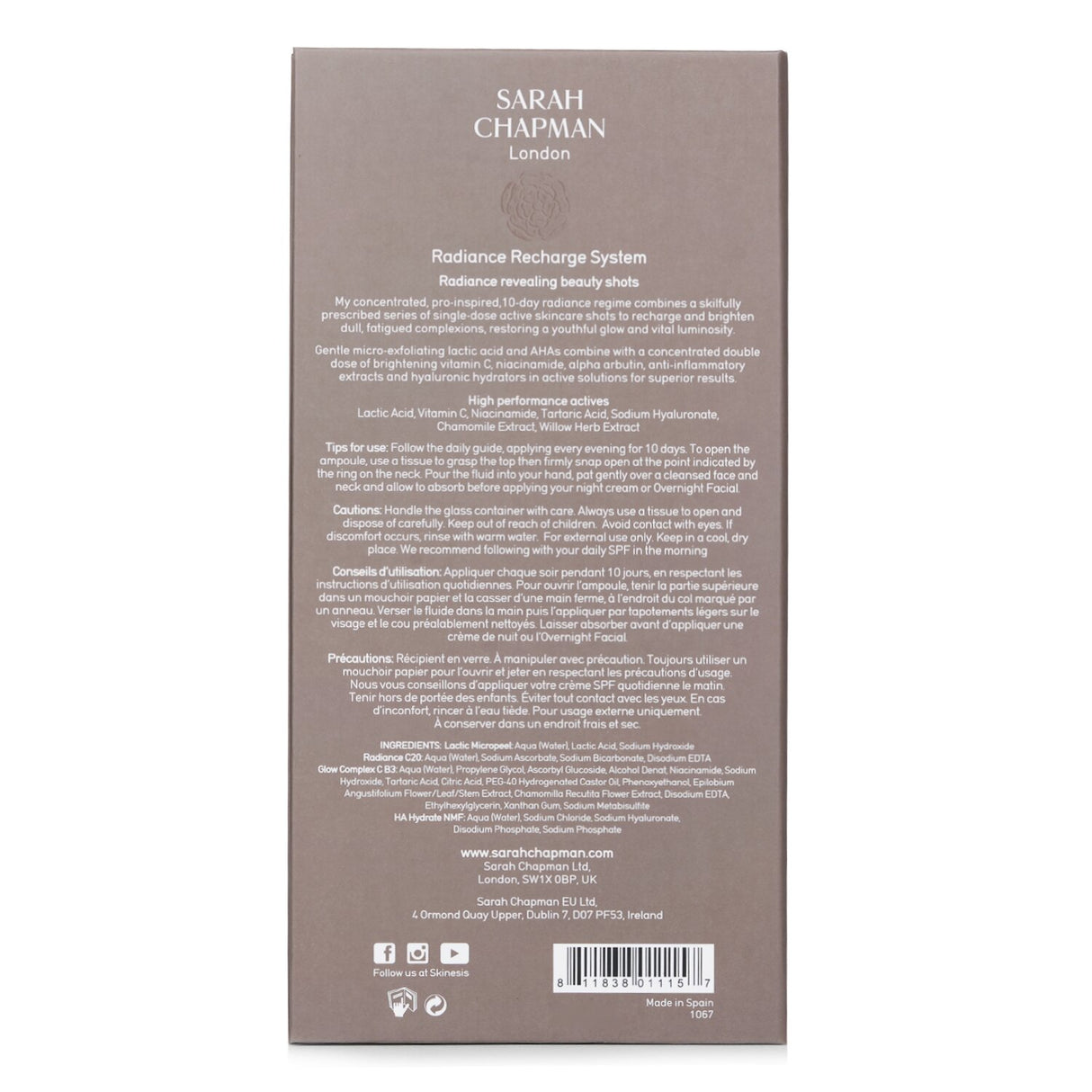 Skinesis Radiance Recharge System: 10 individual shots for brightening, hydrating, and revitalizing dull skin in 10 days.