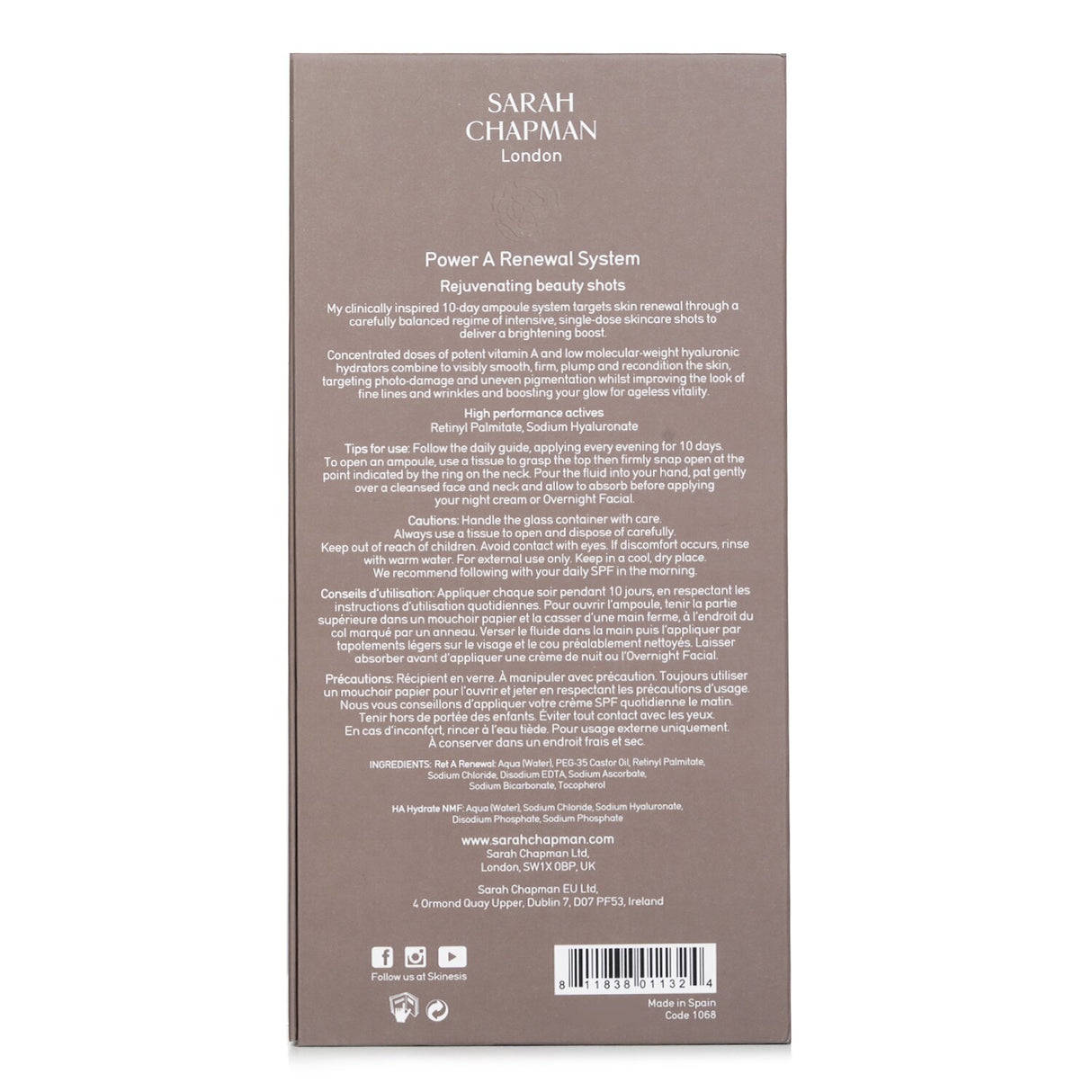 Sarah Chapman Skinesis Power A Renewal System: 10 skincare shots for rejuvenating, brightening, and hydrating skin.