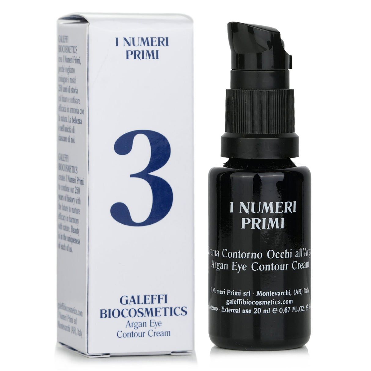 I Numeri Primi N.3 Argan Eye Contour Cream in a 30ml bottle, revitalizing the delicate eye area with natural ingredients.
