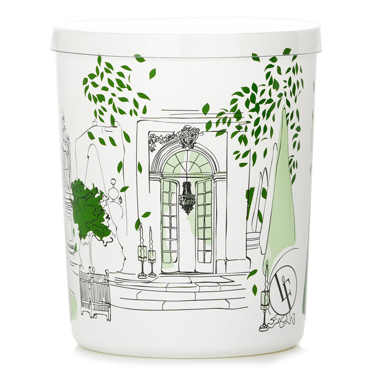 Scented candle in white geometric glass, filling your home with the fresh aroma of a blooming French garden for 40 hours.