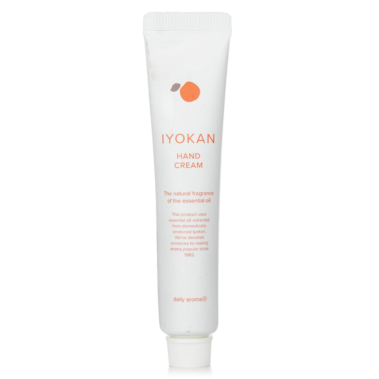Iyokan Mini Hand Cream 20g, infused with Iyo citrus, Yuzu oil, and extract for soft, fragrant, and hydrated hands.