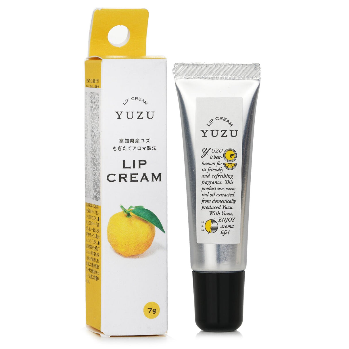 Daily Aroma Japan Yuzu Lip Cream 7g, infused with Yuzu oil and nourishing ingredients for soft, plump lips with a refreshing scent.