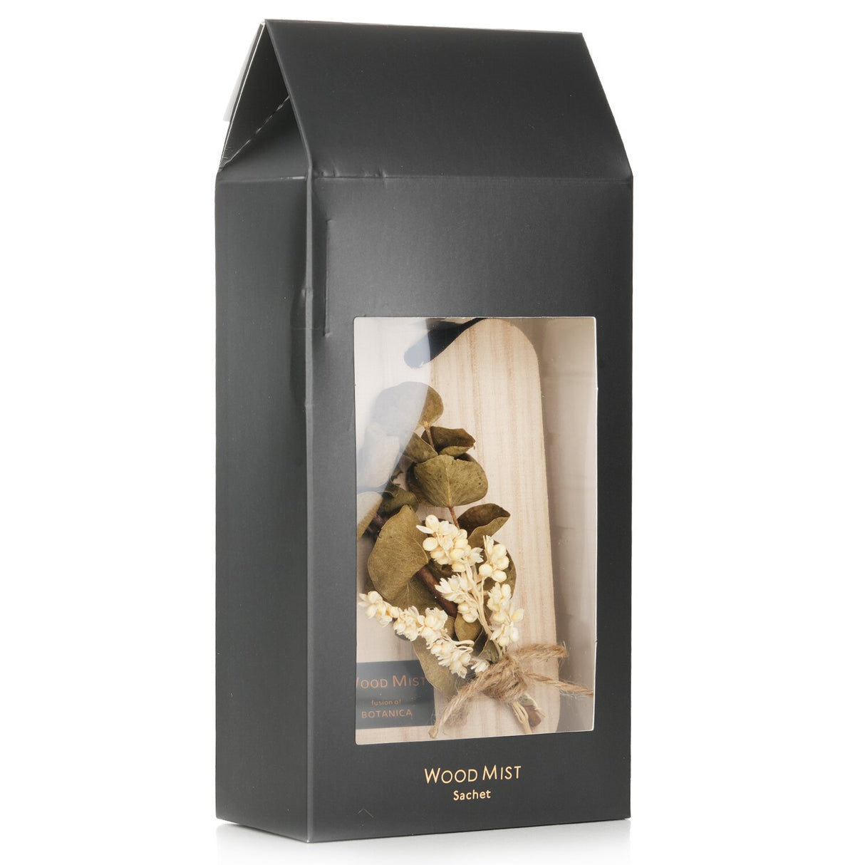 Elegant Botanica Wood Mist Sachet in Eucalyptus, offering soothing scents of rosemary, lavender, and cedar for a serene home ambiance.