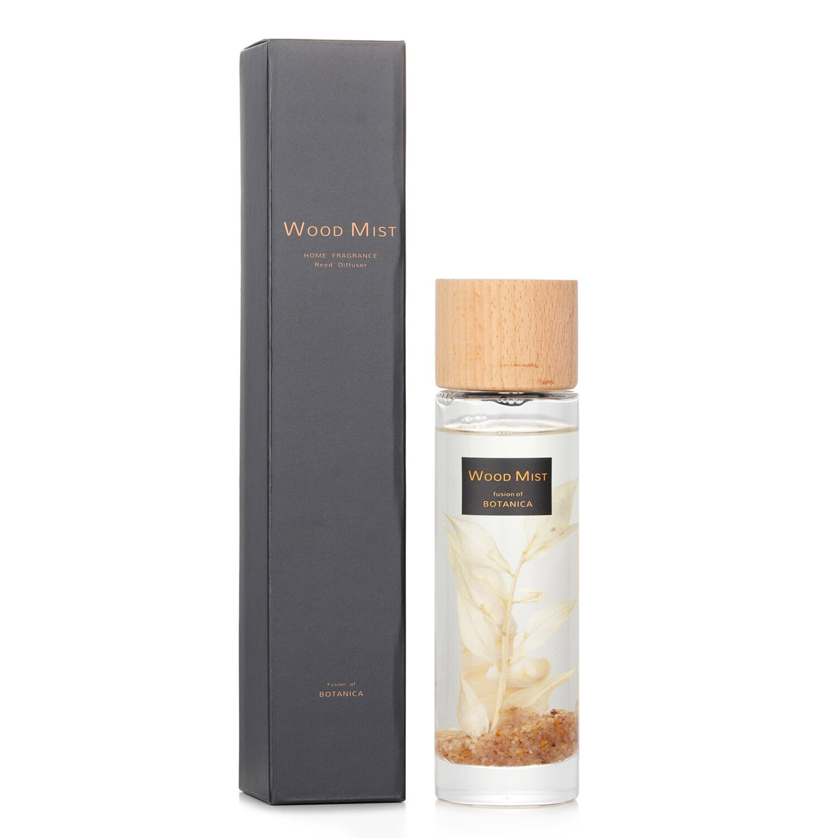 Botanica Sleep Ocean reed diffuser in a transparent bottle with wooden lid, providing calming fragrance for a serene environment.