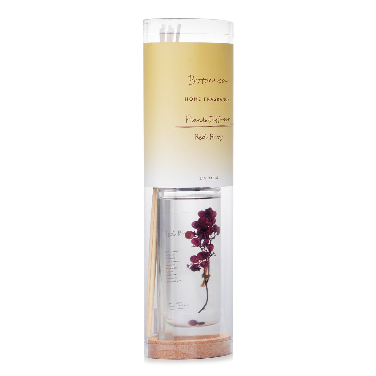 Elegant Botanica reed diffuser in Red Berry, featuring natural ingredients and a sophisticated scent blend for a calming ambiance.