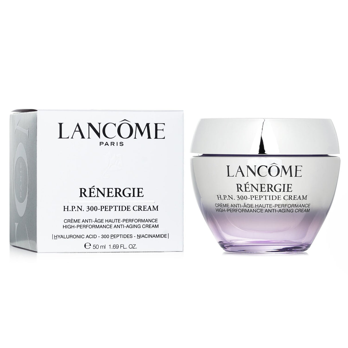 Lancôme Renergie H.P.N. 300-Peptide Cream in a 50ml jar, anti-aging cream with peptides, hyaluronic acid, and niacinamide for youthful skin.