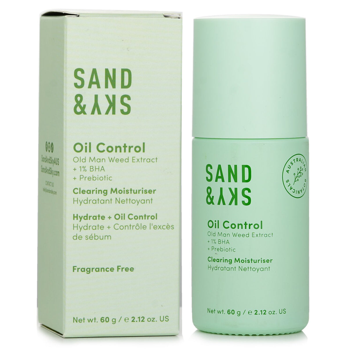 Lightweight oil control moisturizer with Salicylic Acid, Australian Old Man Weed, and natural prebiotics for oily skin.