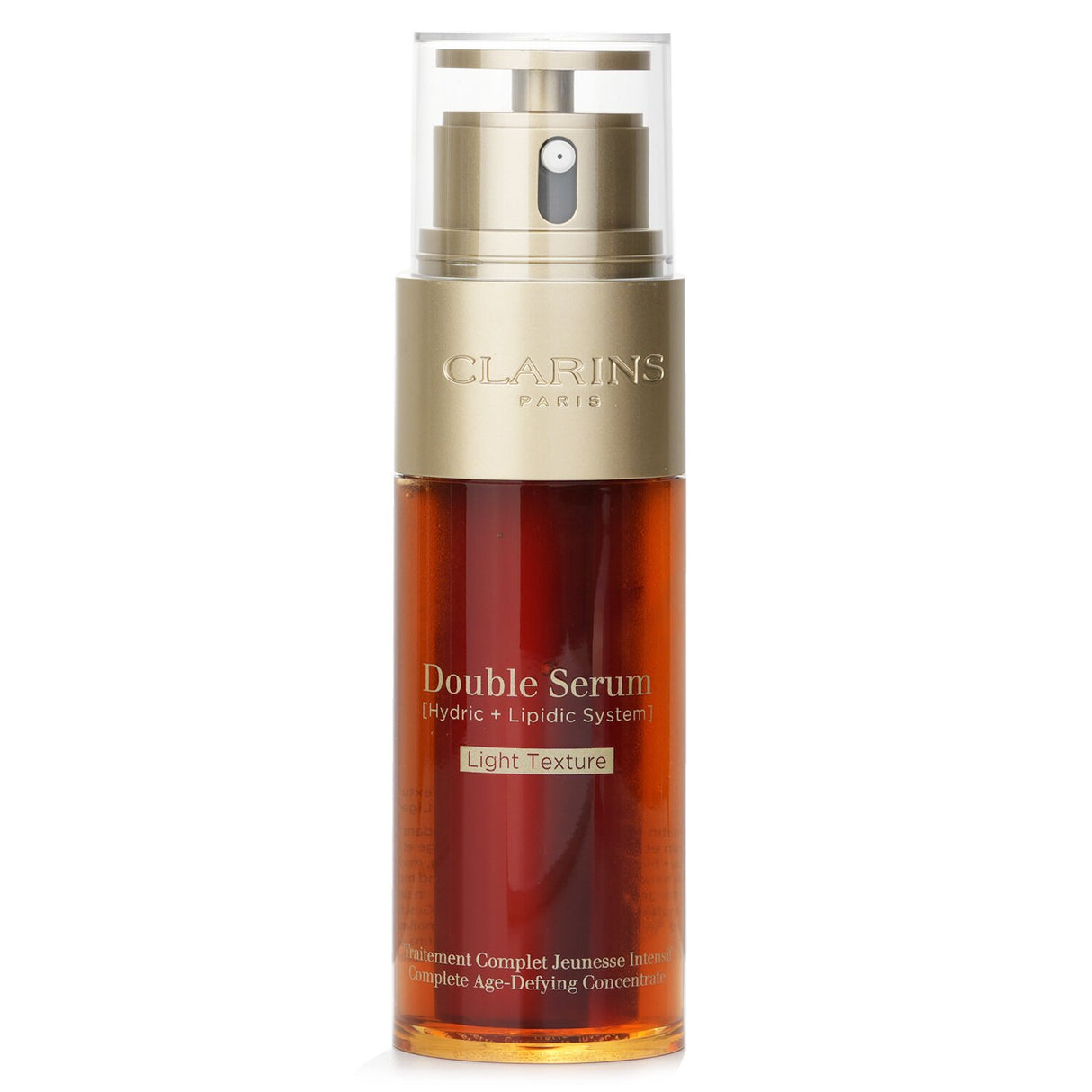 Lightweight Clarins Double Serum with 21 plant extracts for youthful, radiant skin; absorbs quickly with a gentle fragrance.