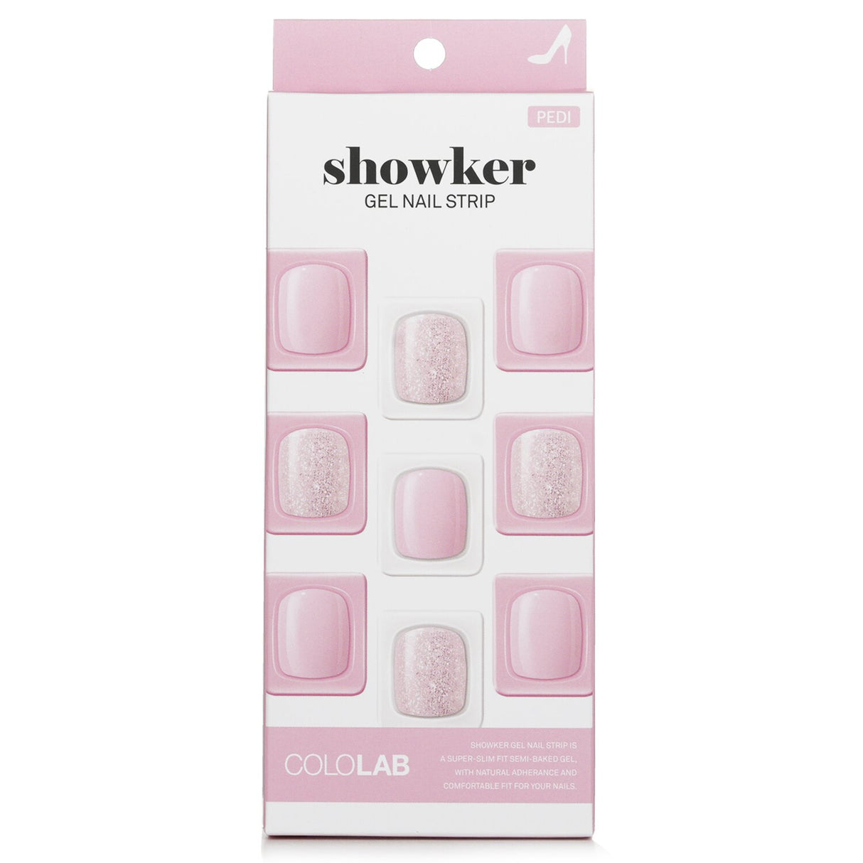 Cololab Showker Gel Nail Strip #CPG107 in Romantic Tutu design offers easy, lasting, salon-quality manicures at home.