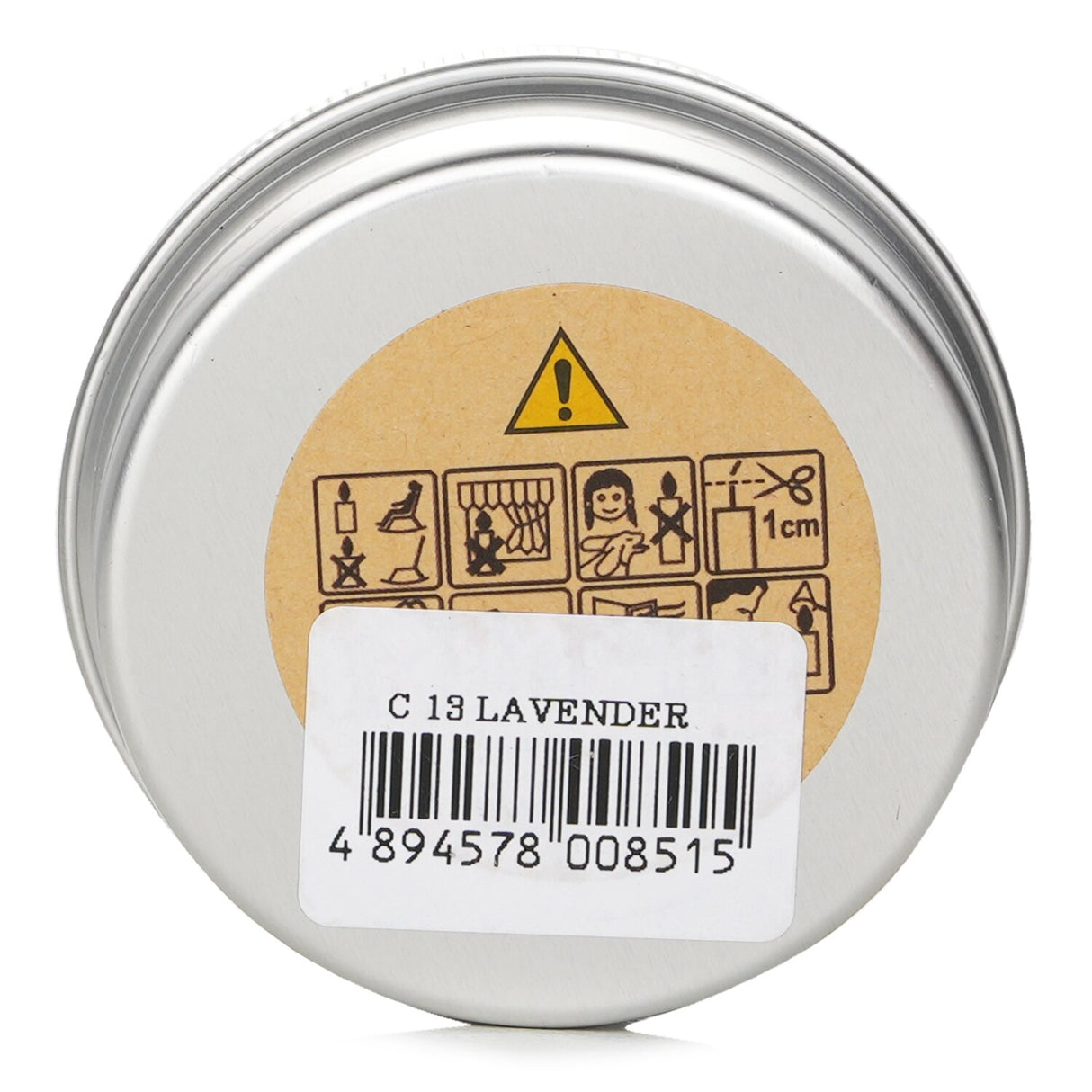 100% beeswax mini tin candle in lavender scent, hand-poured, eco-friendly with a wooden wick, burns for 5 hours.