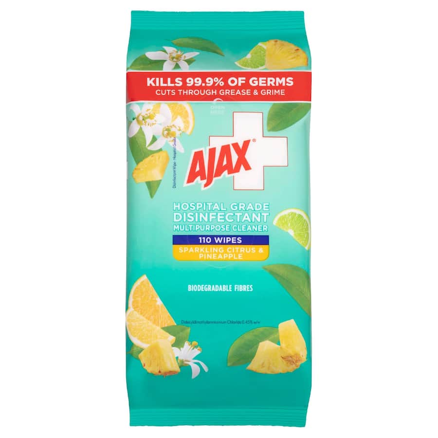 Ajax Disinfectant Cleaning Wipes Citrus & Pineapple 110pack