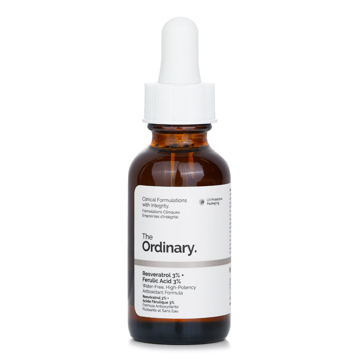 Vegan antioxidant facial serum with Resveratrol and Ferulic Acid for youthful, radiant skin; suitable for all skin types.