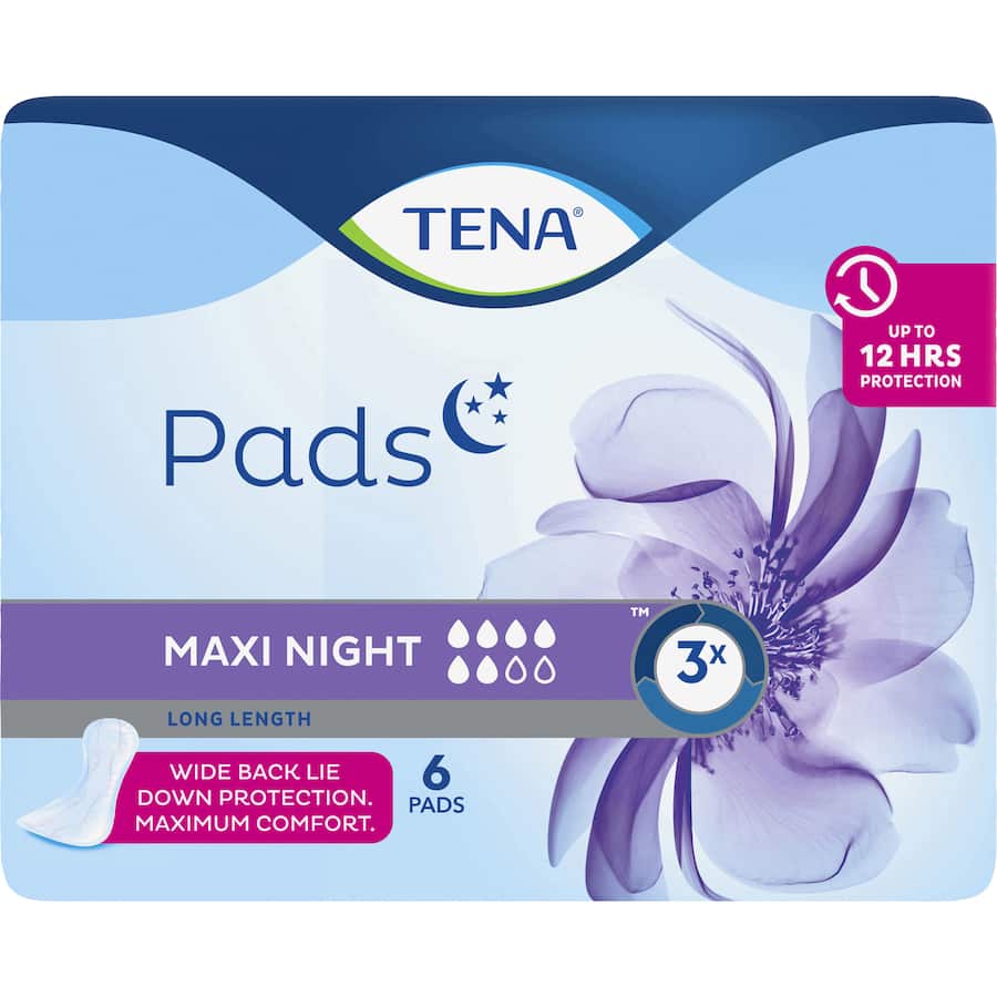 Tena Pads Maxi Night Long Length 6pack