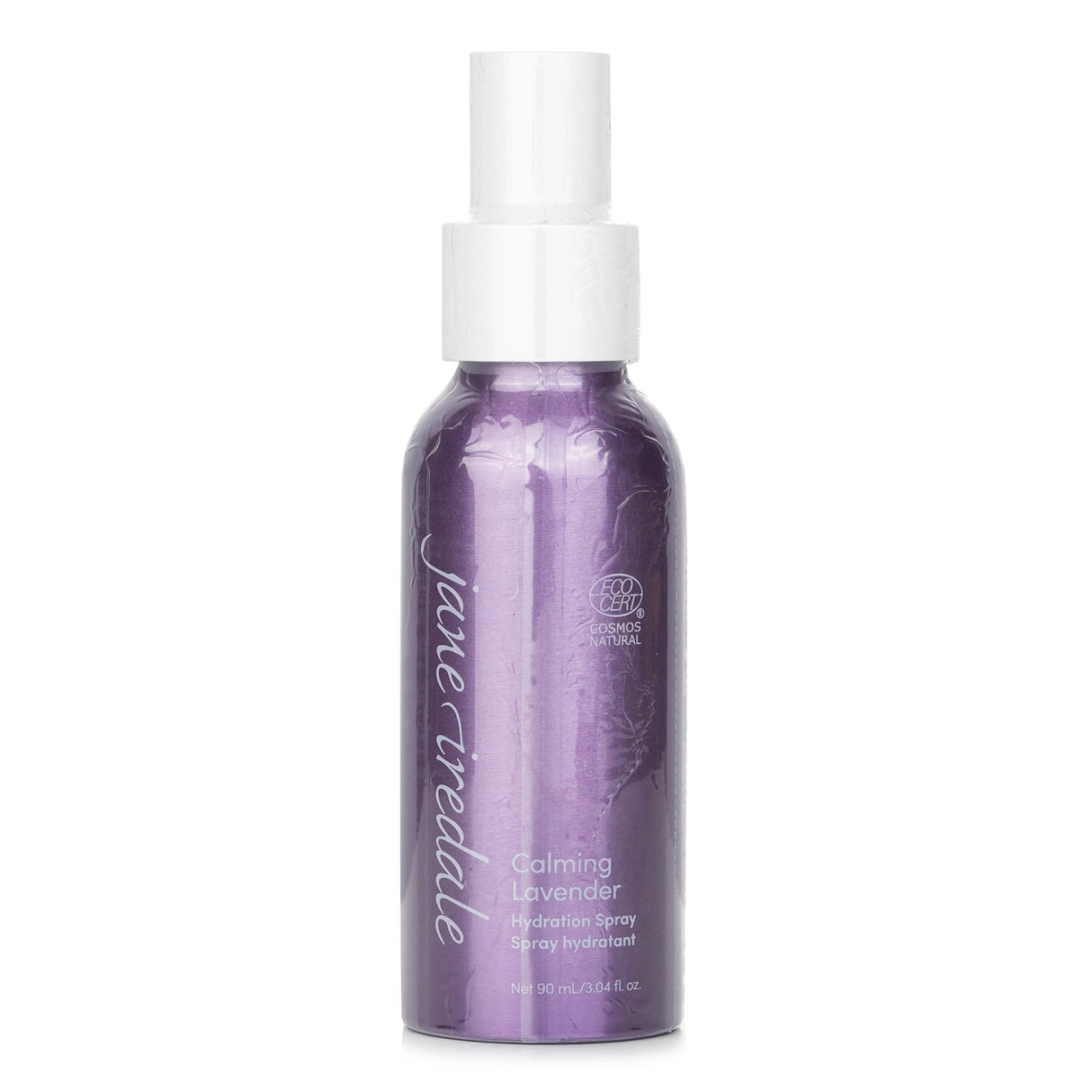 Calming Lavender Hydration Spray by Jane Iredale in a 90ml bottle, infused with organic ingredients for soothing skin hydration.