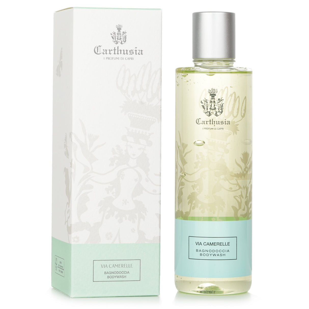 Carthusia Via Camerelle Shower Gel in a 250ml bottle, offers a foaming, fragrant cleanse with natural extracts for soft, refreshed skin.