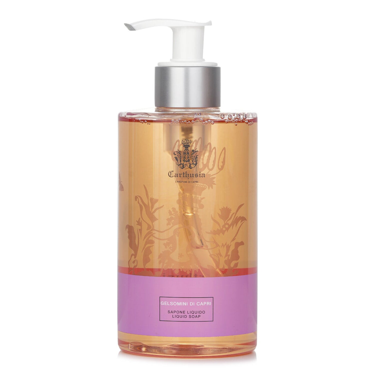 Luxurious 350ml liquid soap with aloe, betaine, and a delicate Gelsomini fragrance for soft, nourished hands.