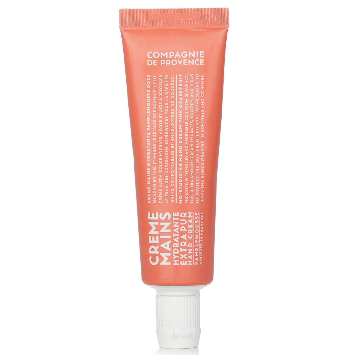 Luxurious Pink Grapefruit hand cream in 30ml, hydrates and softens hands with a non-greasy, fruity scent.