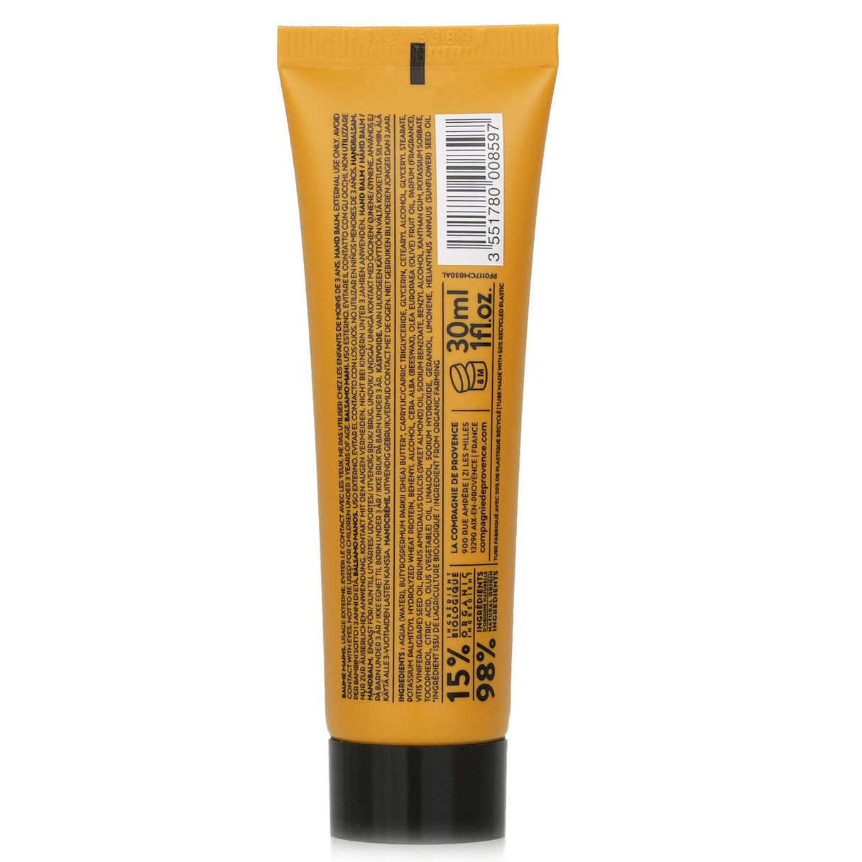 Luxurious hand balm with shea butter and lavender, soothing dry skin and providing a calming aroma.