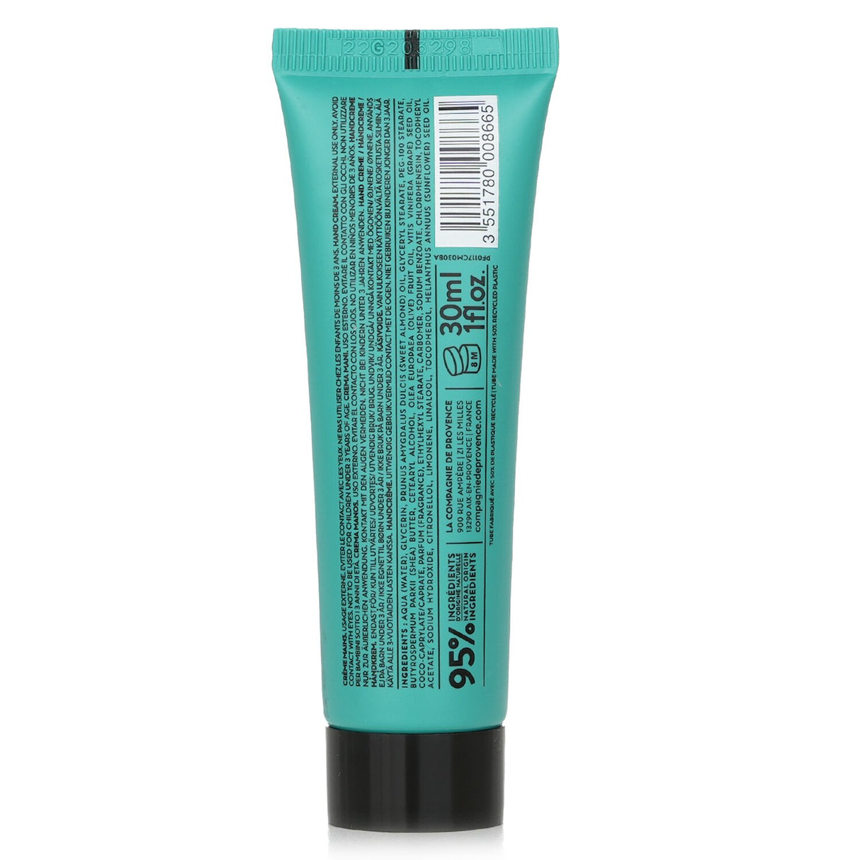 Uplifting hand cream with mint and basil scent, providing hydration and softness for dry hands, 30ml tube.