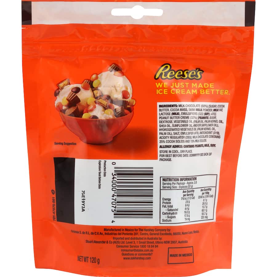 Reese's Chocolate Sharepack Mini Bites Bag 120g