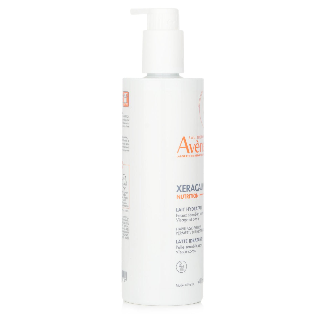 Avene XeraCalm Nutrition Moisturizing Lotion 400ml, a nourishing lotion for sensitive skin, providing 48-hour hydration and barrier support.