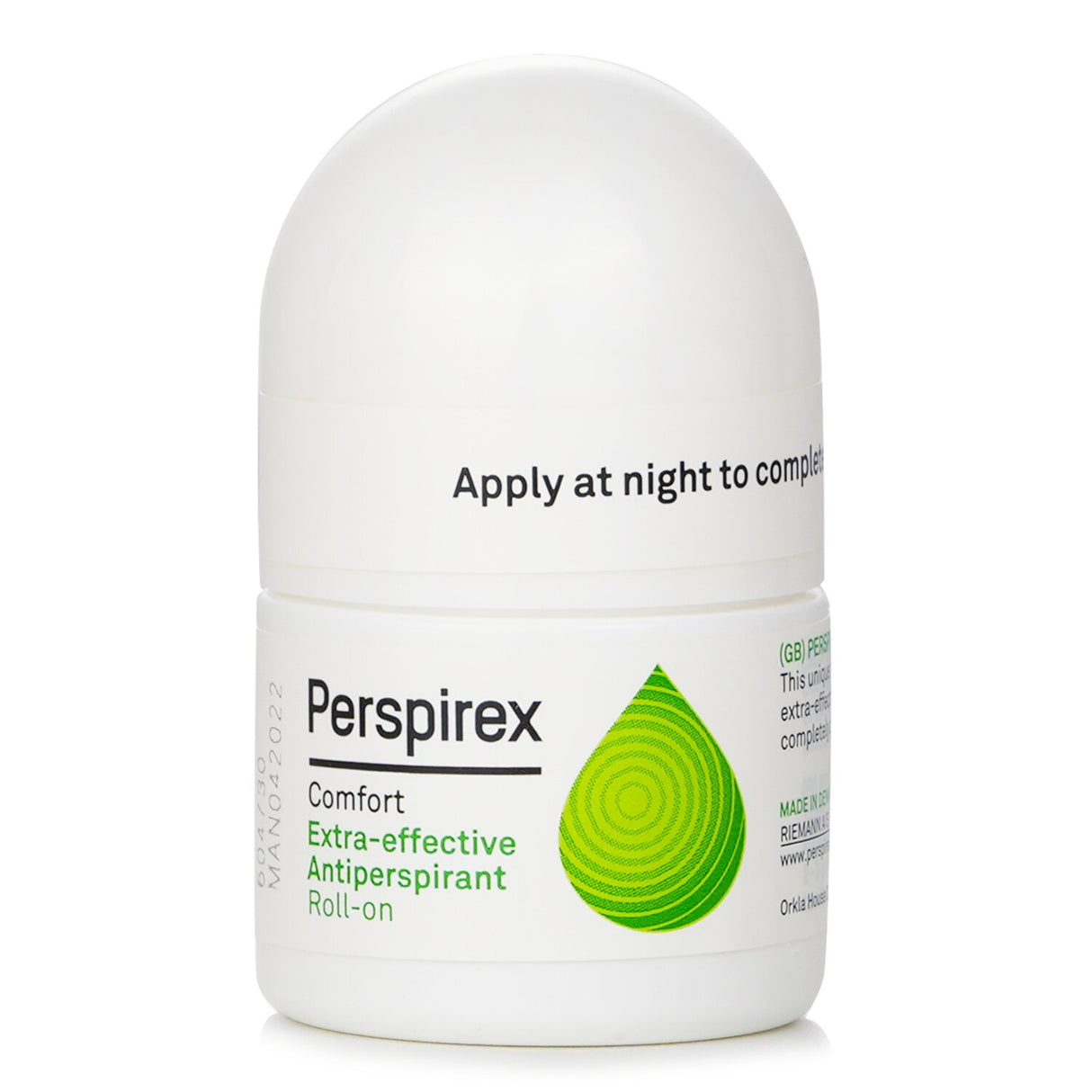 Perspirex Extra Effective Antiperspirant Roll-On 20ml: water-based, perfume-free, lasting sweat protection for all skin types.