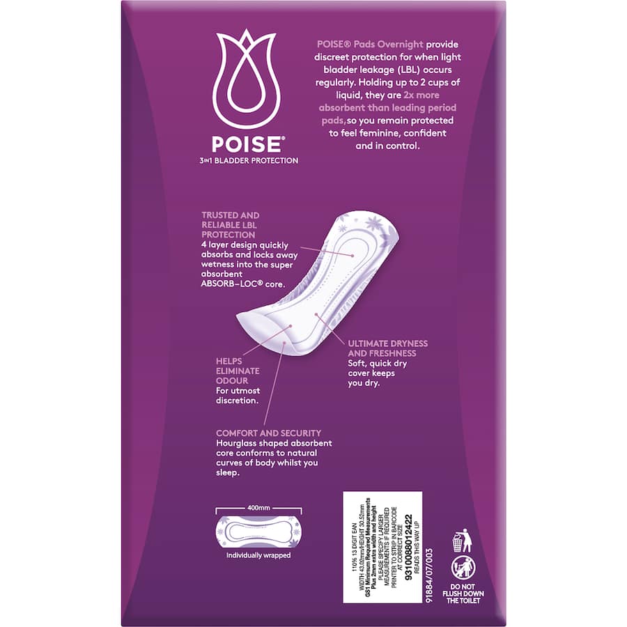 Poise Pads Overnight 16pack